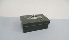 Vintage Victa Series green metal petty cash tin money box lock & key.  1930s??