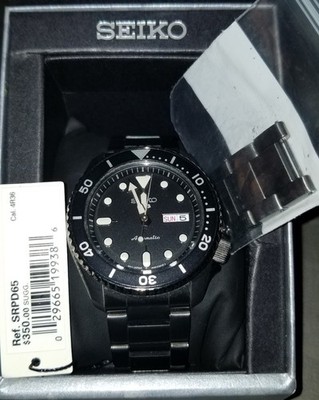 Seiko 5 Sports SRPD65 Men's Gunmetal Automatic Watch Box & Papers Excellent Cond