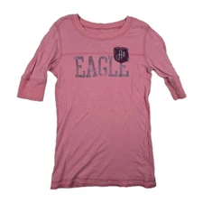 American Eagle Outfitters Juniors Women's Size Medium Pink Logo Shirt 1/2 Sleeve