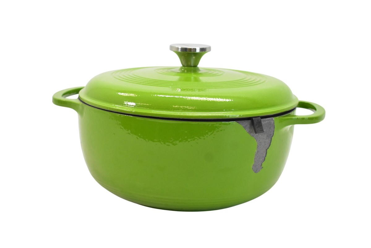 Lodge Green Casserole Pan Pot Cast Iron Enamel With Lid 5 Qt Dutch