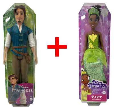 2er-Set Disney Prinzessin Puppe Flynn Rider Rapunzel Tiana Küss den Frosch Figur
