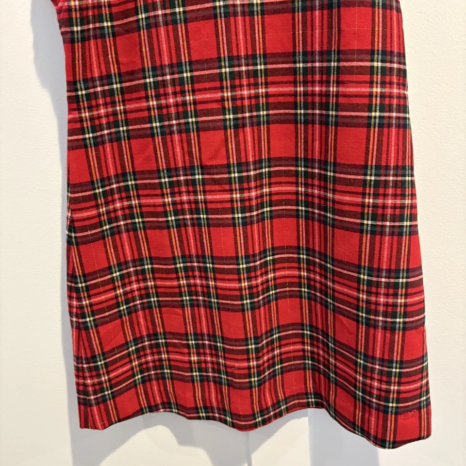 Vestido Vineyard Vines Niñas Mediano Rojo Cuadros Sin Mangas Volantes Vacaciones Otoño 2022 Foto 3 de 4