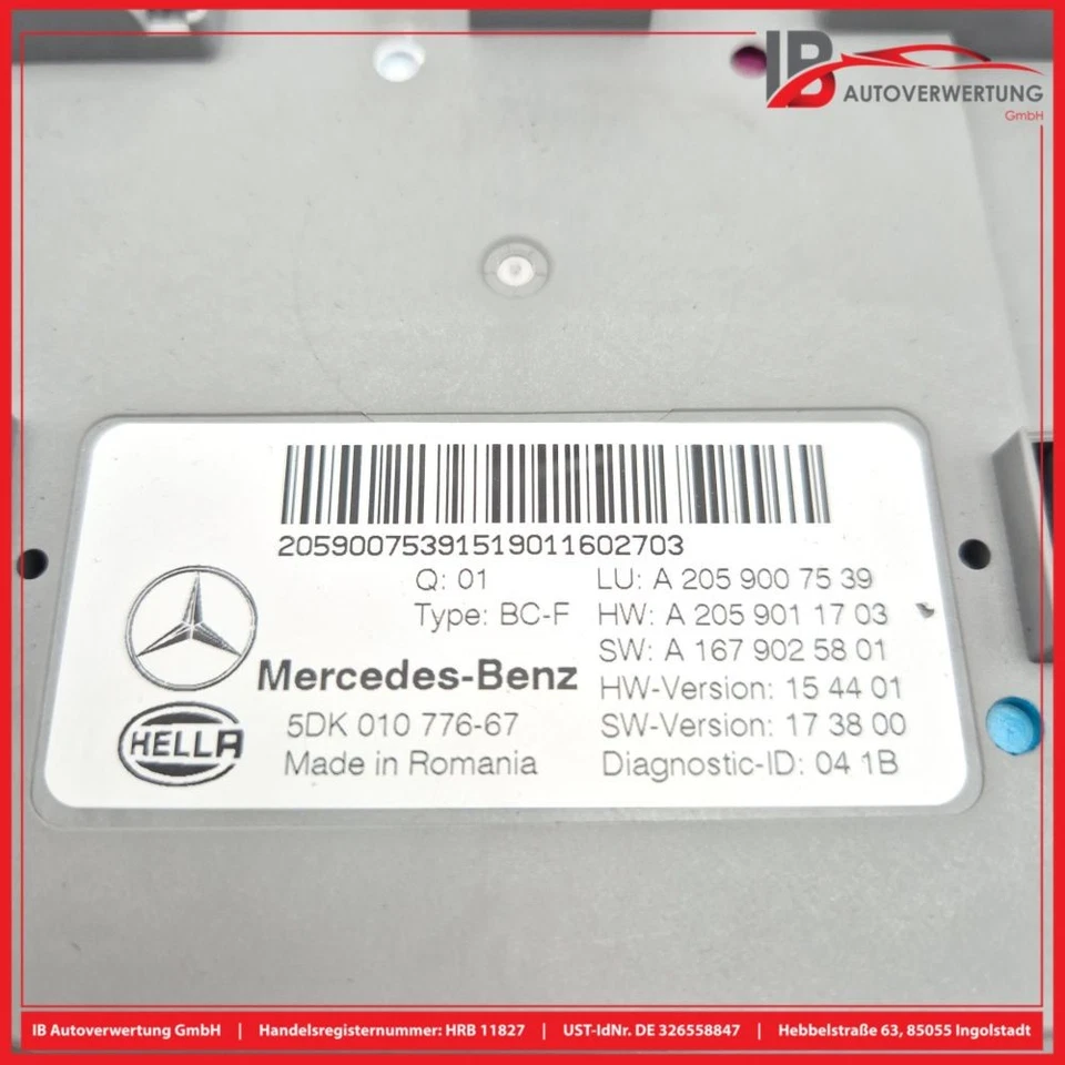 Steuergerät Bordsteuergerät vorne A2059007539 MERCEDES C-KLASSE C220 D S205 - Image 4 of 4