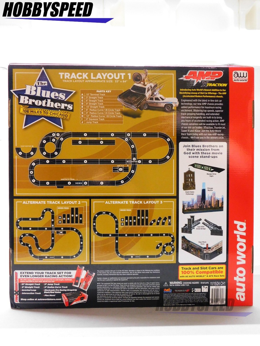 AUTO WORLD HO SLOT CAR BLUES BROTHERS 106 MILES TO CHICAGO SET
