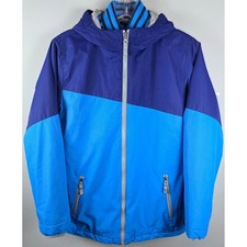 Lands End Kids Hooded Winter Parka Jacket Blue Boy Size L 14 16 Skiing