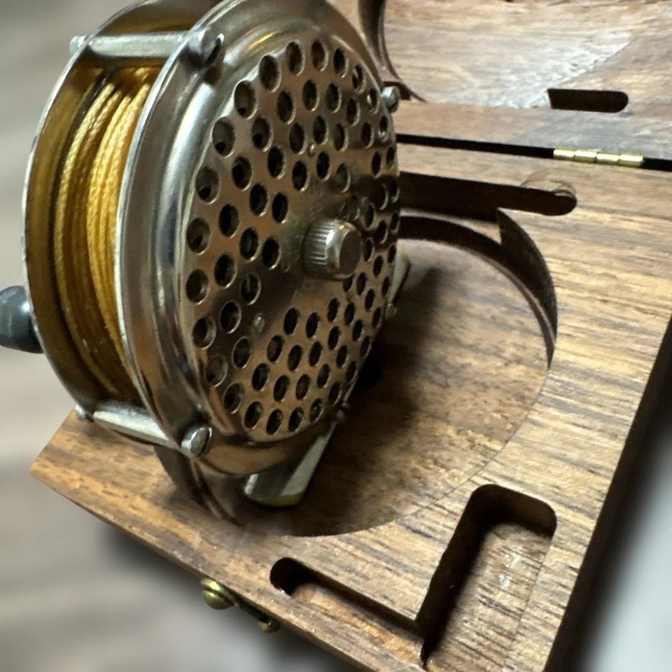 Reproduction Box Orvis 1874 Patent Reproduction Fly Reel Walnut Wooden Box Silk Line DT4 ...