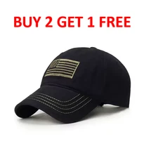 USA Tactical American Flag Black Cap Hat Army Military Baseball BUY 2 GET 1 FREE