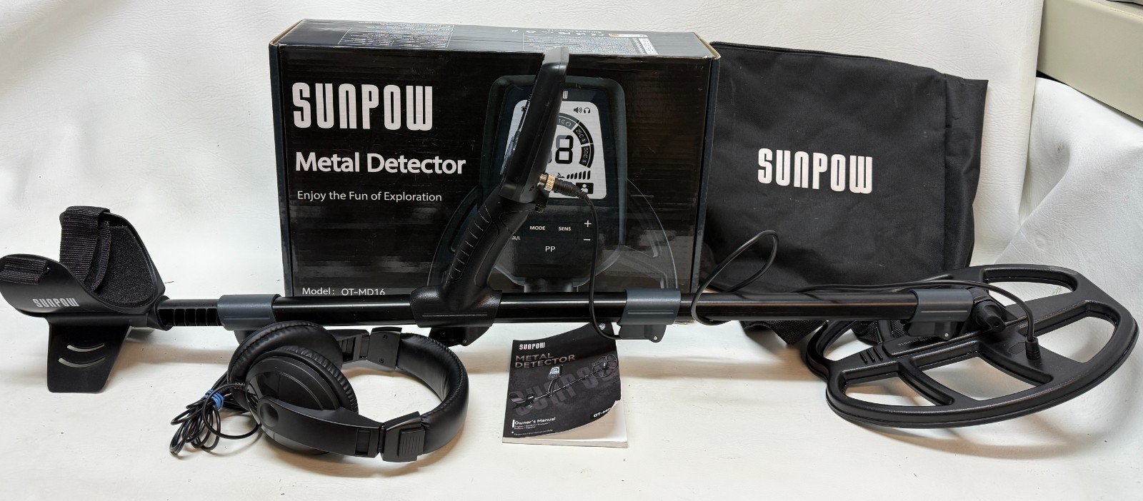 SUNPOW OT-MD16 Metal Detector 12" Waterproof Coil w/ Headphones & Backpack