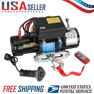 Wireless Electric Winch 10000lbs 12V Synthetic Rope Towing for Truck Trailer Car