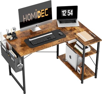 HOMIDEC L-Form Schreibtisch 100CM Computertisch Arbeitszimmer Bürotisch GamingDesk Schreiben