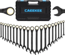 20PCS 72-Tooth Reversible Ratcheting Combination Wrench Set, Metric & SAE, 8Mm -