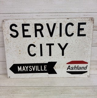 Vintage SERVICE CITY Gas Station MAYSVILLE KY Kentucky Ashland Metal Sign Rare