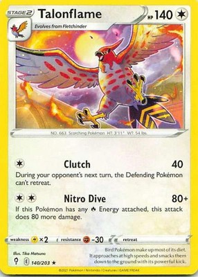 Talonflame 140/203 Evolving Skies Rare NM Pokemon TCG