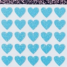 Blue Glitter Heart Stickers - 1/4" to 2 inch
