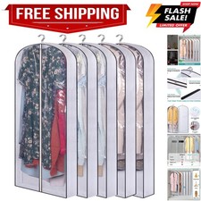 60" Long Hanging Garment Bags for Closet Storage Gusseted Clear Dress Bag for...