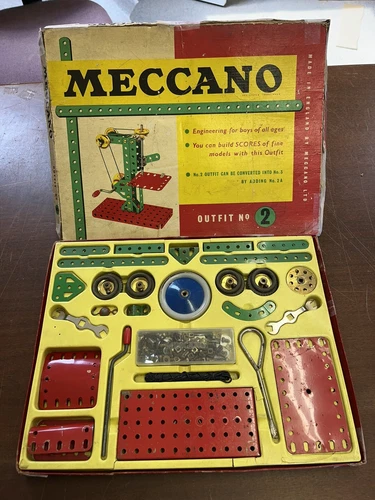 Vintage Meccano Outfit 2 from 1959, 100% Complete in Original Box with Manual