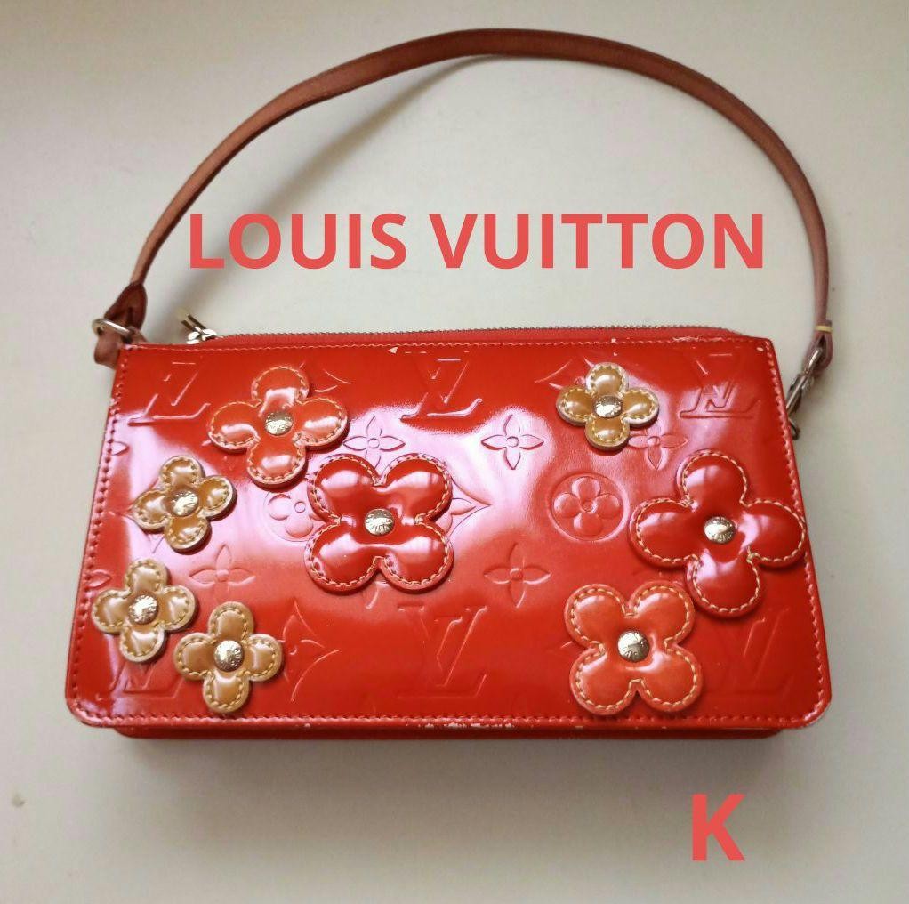 ルイヴィトン レキシントン Louis Vuitton Vernis Flower Lexington Pouch Red Bag w/dust