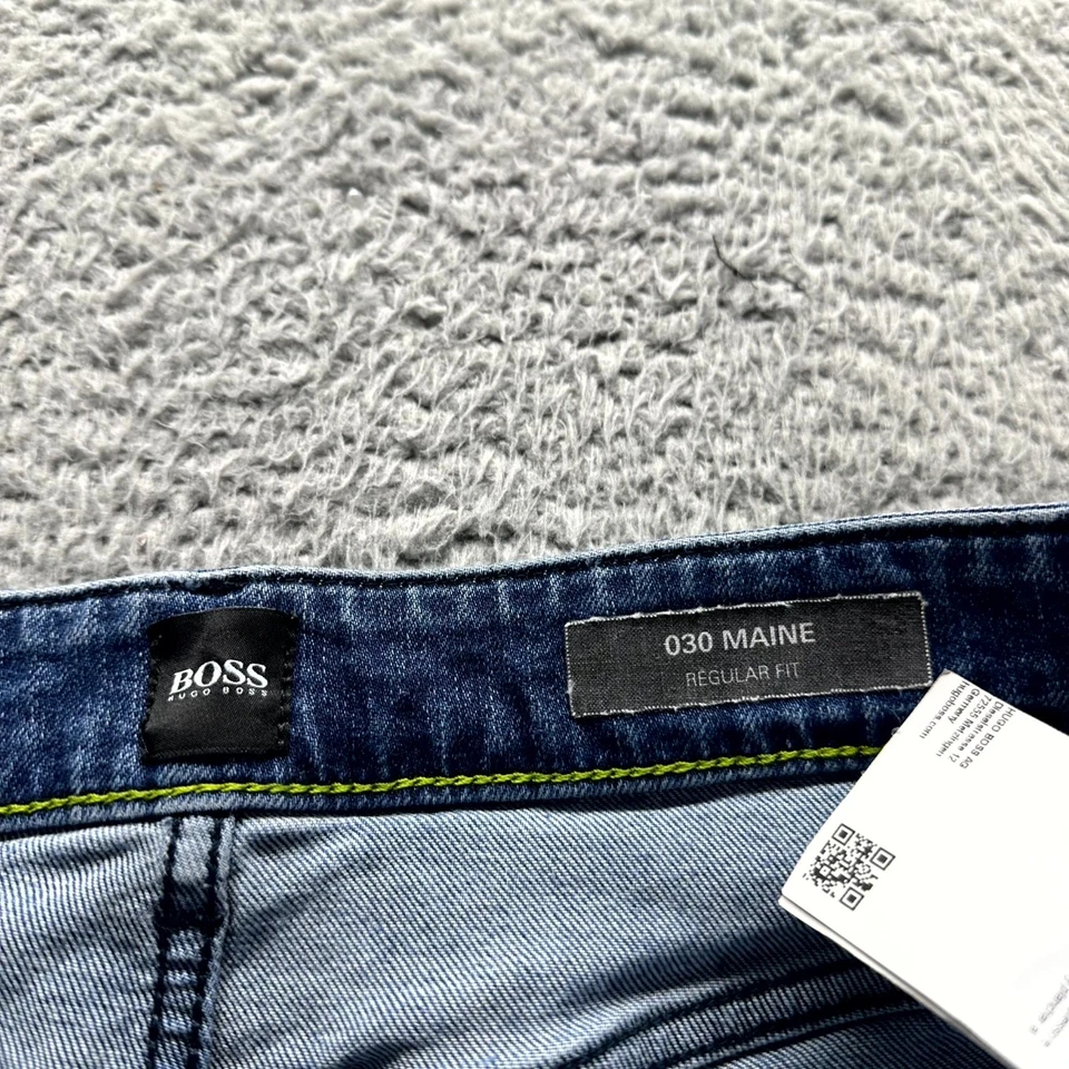 Hugo Boss Maine Jeans Mens 34x32 Blue Cotton Denim Straight Regular Fit Stretch - Image 3 of 4