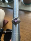 Vintage Sterling Silver 925 Amethyst Signet Ring Ornate Filigree Size R/S 7g