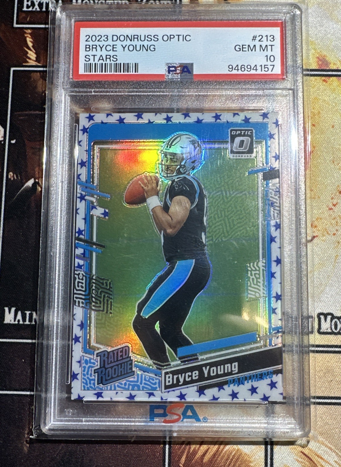 2023 Donruss Optic Bryce Young Blue Stars Prizm Rated Rookie #213 PSA 10