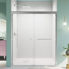 56"-60"W 72" H Semi-Frameless Double Sliding Shower Door, Bypass Shower Door,