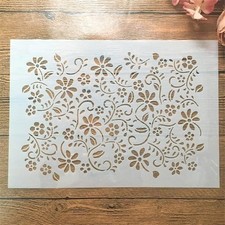 TIAMECH A4 Reusable Grass Stencil for Painting - Small Grass, Flowers White