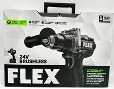 FLEX  24V 1/2" 2 Speed Drill Driver with Turbo Mode Kit With Case and 2 Batterie