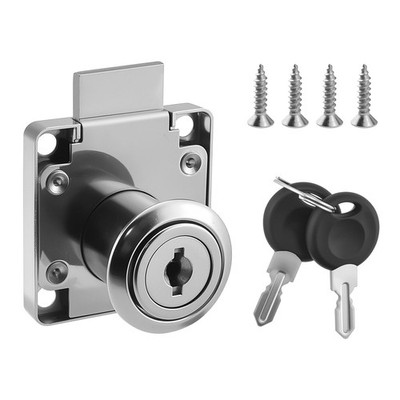 SDTC Tech Drawer Lock with Keys and Matching 22 mm Cylinder Cam, Silver 