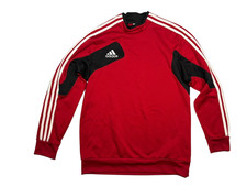 Vtg ADIDAS Red/Black Warm ATHLETIC SWEATSHIRT Soccer Track Gym Running Men's L