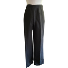 Vintage Women's Petite black career dress pleated wide leg trouser pants sz 10P