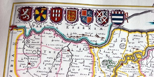 Blaeu Map of Cantium KENT England Atlas Novus 1648~24" x 20" w/ Tube - Picture 3 of 5