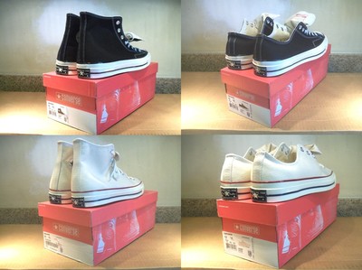 NEW! BLACK LABEL MEN'S CONVERSE! FIRST STRING 1970s BLACK WHITE HIGH LOW