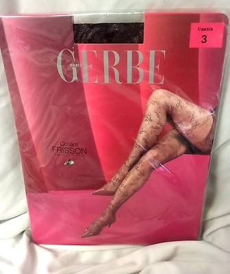 Collant Brodé Gerbe Charme - Noir, Taille 1 (8½), Dernière Collection, Floral
