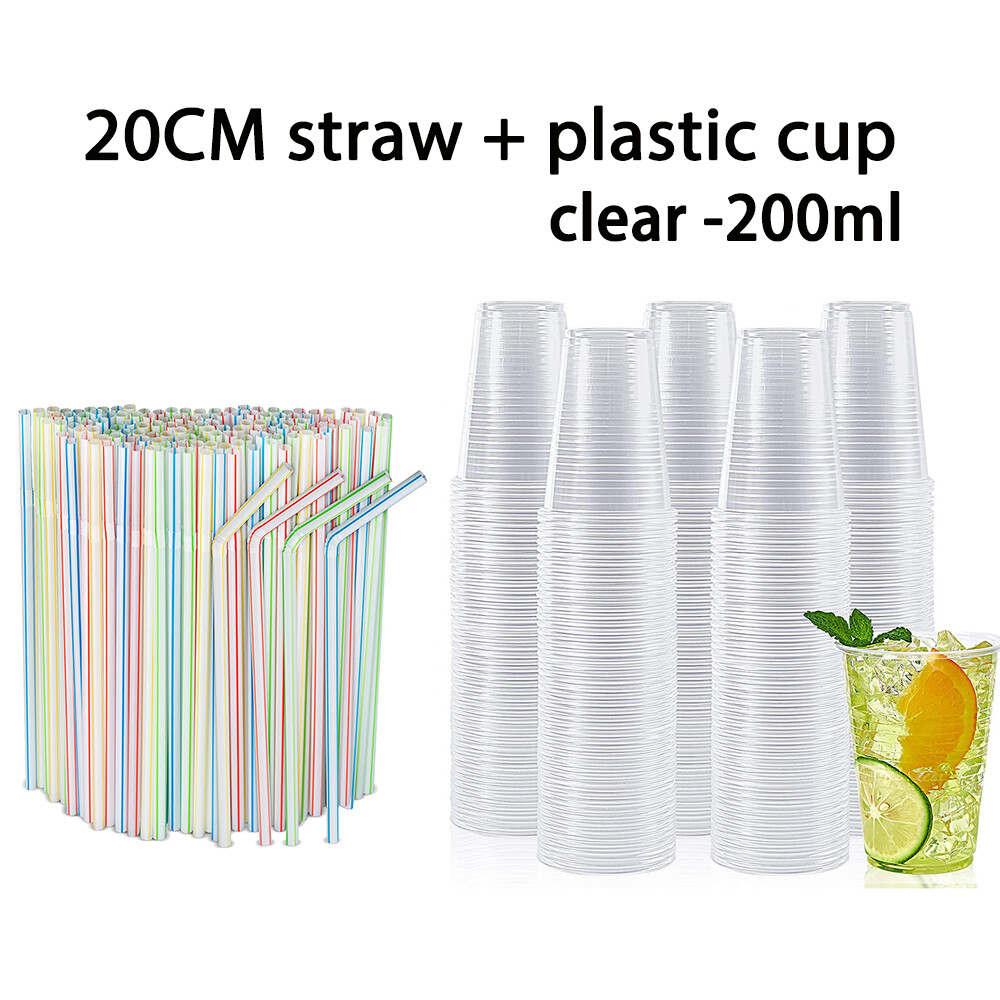 PP5 Plastic Cups Clear Reusable Drinking Water Cup Home Xmas Party 200