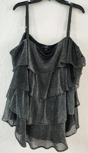Joanna Hope Ladies Black Silver Gold Tiered Cami Top Size 30 - Picture 14 of 19