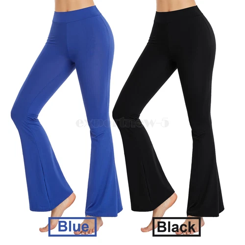 Damen ausgestelltes Bein Stretch Hose Schlaghose mittelhoch lang Bootcut Lounge Yoga - Bild 20 von 27