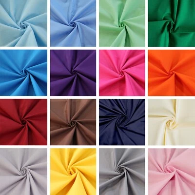 THE FABRIC GUYS Premium Plain Poplin 100% Cotton Fabric Solid 21 Colours 44" Wide By The Metre