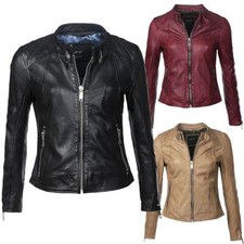 Maze Damen Lederjacke Lindsay Übergangsjacke Biker Vintage Look tailliert