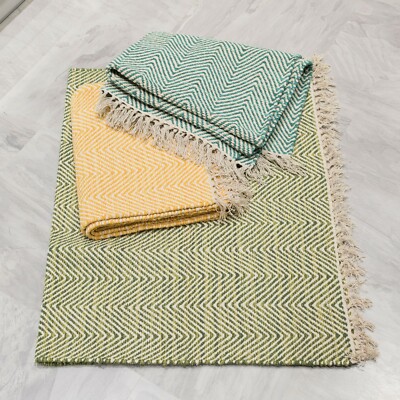   Chevron Fischgrät ZickZack 80x120cm Baumwolle Handwebstuhl Picknick Yoga Modern Matte Teppich