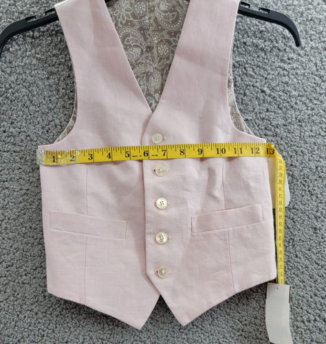 Lauren Ralph Lauren Linen Vest Boy's 10R Pink Front Button Closure Sleeveless - Picture 9 of 15