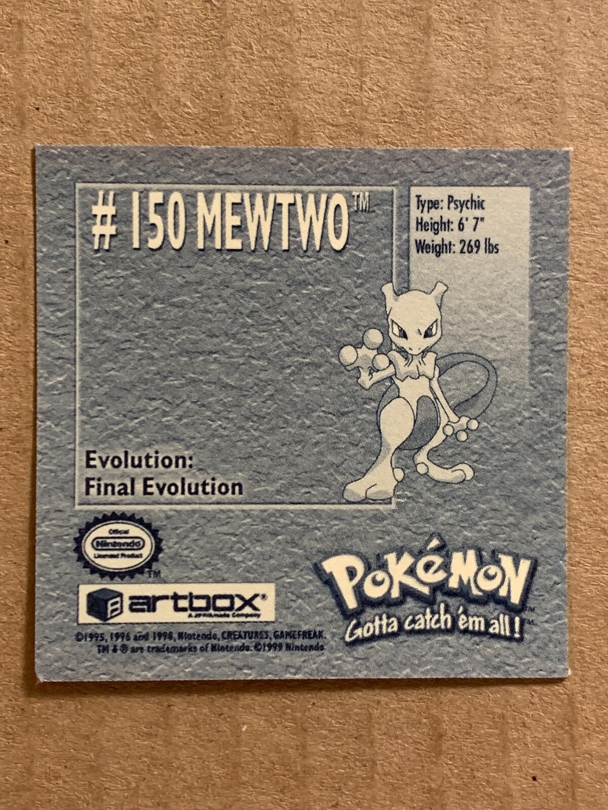 Pokemon 1999 Artbox Series 1 Stickers Mewtwo 150. FREE SHIPPING! - Picture 12 of 12