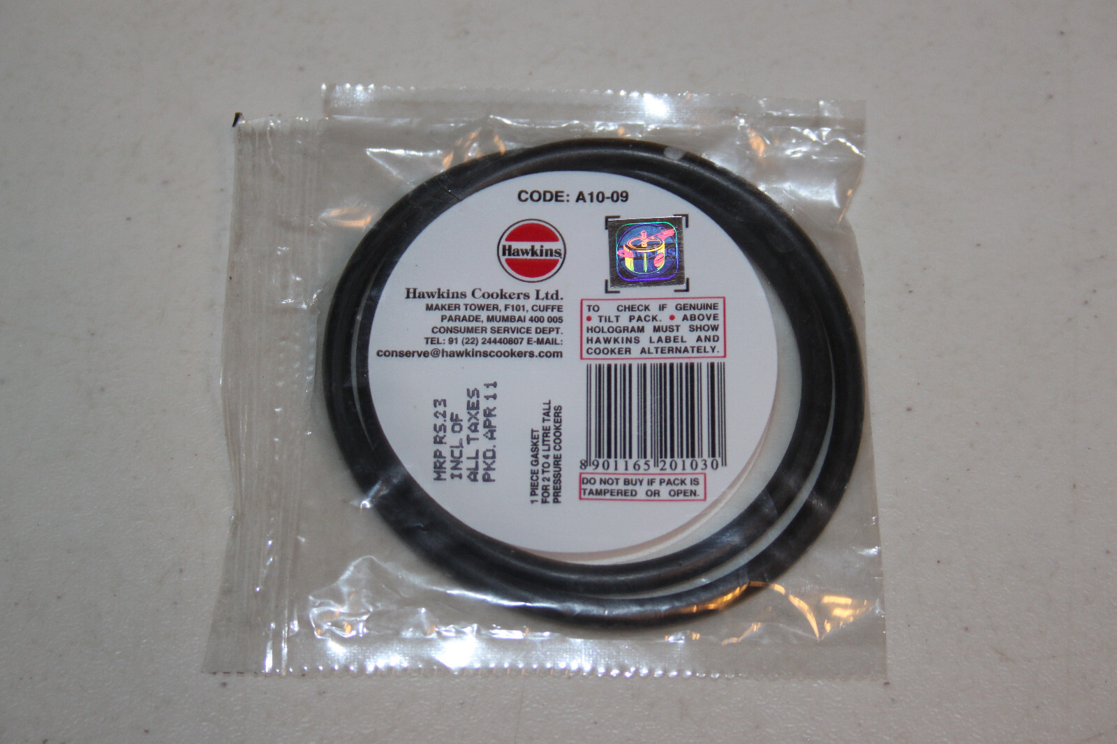 Hawkins Pressure Cooker Gasket Parts A10-09, 2 - 4 Litre Liter Genuine NEW, 2 pk