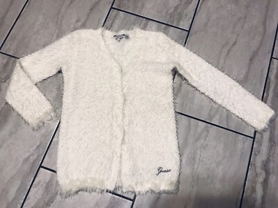 Girl s size 8 ivory GUESS fuzzy logo sweater