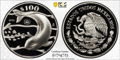 Mexico 1992 100 Pesos PCGS Proof 69 Dcam Vaquita Porpoise