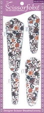 SCISSORFOBZ Designer Scissors Sheath Cover 4pc Pack Brown Victorian Floral