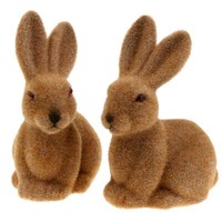 Dekohase Beflockt Braun Osterhasen Set 15Cm 4St Dekofigur Ostern, 4 StüCk