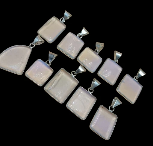 Lote de colgantes boho hechos a mano con piedras preciosas de opalita exóticas enchapadas en plata de ley 925 Foto 4 de 4