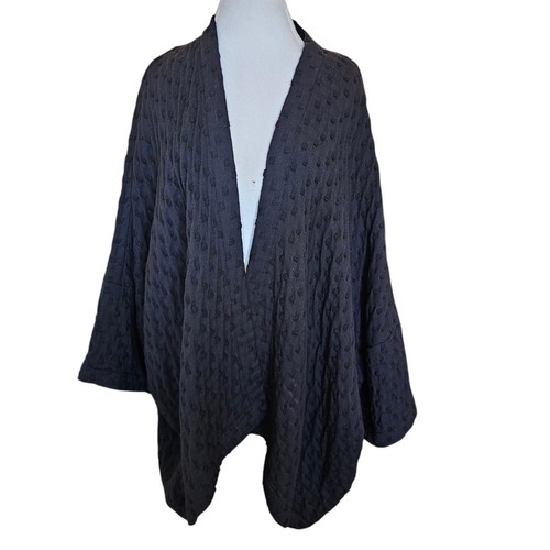 Shirin Guild Black Oversized Open Cardigan Draped Kimono Sweater One Size READ - Picture 3 of 13