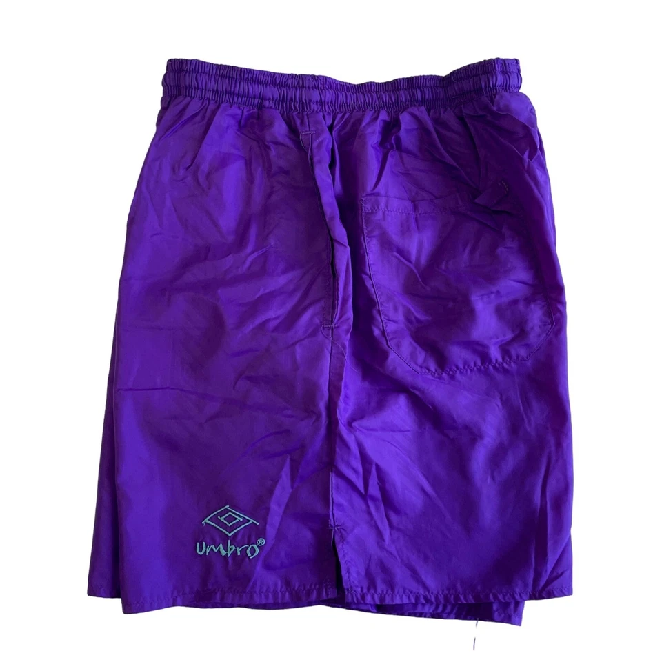 Vtg 90's Umbro SHINY Purple Athletic Workout Nylon SOCCER Futbol LOGO Shorts M - Image 2 of 4