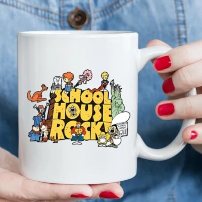 11 oz, Large Funny SCHOOL HOUSE ROCKS Ceramic Mug, Novel DIY Coffee Mug